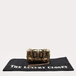 مملوكة مسبقًا Christian Louboutin Gold/Black Leather Mini Spiked Sweet Charity Bag