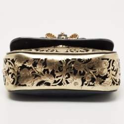 مملوكة مسبقًا Christian Louboutin Gold/Black Leather Mini Spiked Sweet Charity Bag