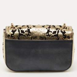 مملوكة مسبقًا Christian Louboutin Gold/Black Leather Mini Spiked Sweet Charity Bag