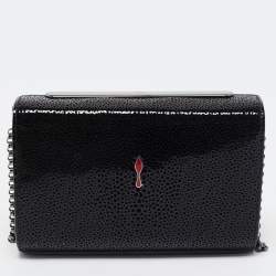  Christian Louboutin Black Patent Leather Small Vanite Chain Clutch
