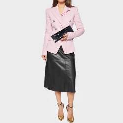 Christian Louboutin Black Patent Leather Pigalle Spikes Flap Clutch