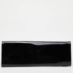 Christian Louboutin Black Patent Leather Pigalle Spikes Flap Clutch