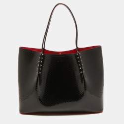 Christian Louboutin Black Embossed Patent Leather Large Cabarock Tote