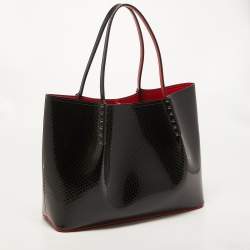 Christian Louboutin Black Embossed Patent Leather Large Cabarock Tote