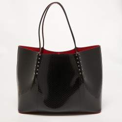 Christian Louboutin Black Embossed Patent Leather Large Cabarock Tote