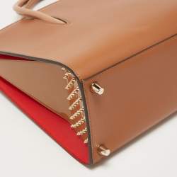 Christian Louboutin Tan/Red Leather and Patent Large Paloma Tote