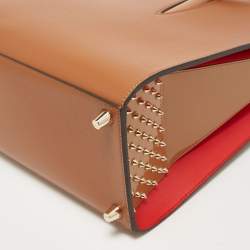 Christian Louboutin Tan/Red Leather and Patent Large Paloma Tote