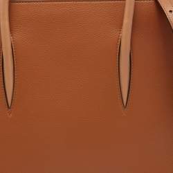 Christian Louboutin Tan/Red Leather and Patent Large Paloma Tote