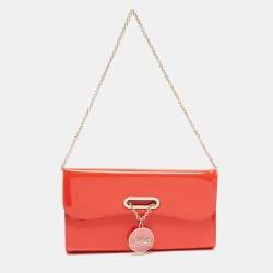 Christian Louboutin Orange Patent Leather Riviera Clutch