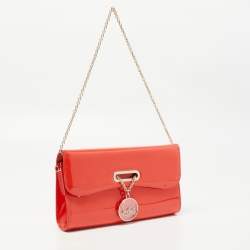 Christian Louboutin Orange Patent Leather Riviera Clutch