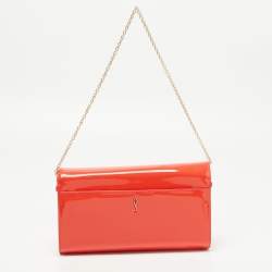 Christian Louboutin Orange Patent Leather Riviera Clutch