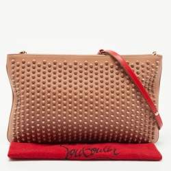 Christian Louboutin Beige Leather Triloubi Spiked Shoulder Bag