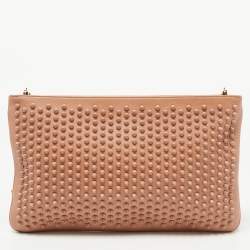 Christian Louboutin Beige Leather Triloubi Spiked Shoulder Bag