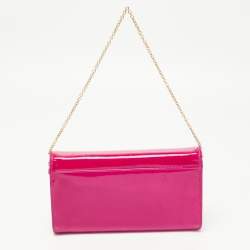 Christian Louboutin Dark Pink Patent Leather Riviera Clutch Bag