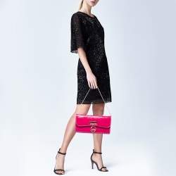 Christian Louboutin Dark Pink Patent Leather Riviera Clutch Bag