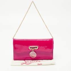 Christian Louboutin Dark Pink Patent Leather Riviera Clutch Bag