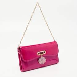 Christian Louboutin Dark Pink Patent Leather Riviera Clutch Bag
