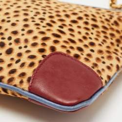 Christian Louboutin Beige Leopard Print Calfhair and Leather Loubiposh Chain Clutch
