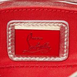Pre Owned Christian Louboutin Silver Patent and Leather Mini Spiked Sweet Charity Crossbody Bag