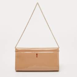 Christian Louboutin Beige Patent Leather Riviera Chain Clutch