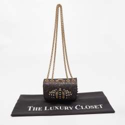 مملوكة مسبقًا Christian Louboutin Multicolor Glitter and Leather Mini Spiked Sweet Charity Crossbody Bag