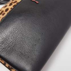 Christian Louboutin Brown/Black Leopard Print Calfhair and Leather Rougissime Crossbody Bag