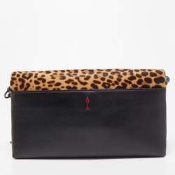 Christian Louboutin Brown/Black Leopard Print Calfhair and Leather Rougissime Crossbody Bag