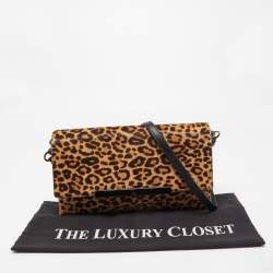 Christian Louboutin Brown/Black Leopard Print Calfhair and Leather Rougissime Crossbody Bag