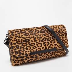Christian Louboutin Brown/Black Leopard Print Calfhair and Leather Rougissime Crossbody Bag