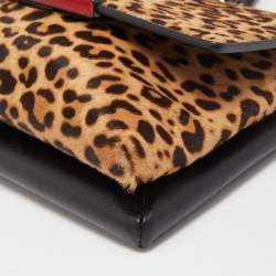 Christian Louboutin Brown/Black Leopard Print Calfhair and Leather Rougissime Crossbody Bag
