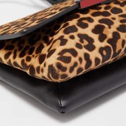 Christian Louboutin Brown/Black Leopard Print Calfhair and Leather Rougissime Crossbody Bag