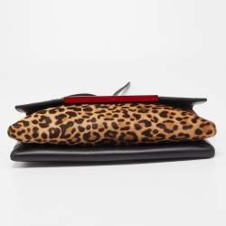 Christian Louboutin Brown/Black Leopard Print Calfhair and Leather Rougissime Crossbody Bag