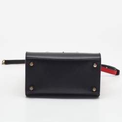 Christian Louboutin Black/Red Leopard Print Patent and Leather Paloma Tote