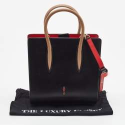 Christian Louboutin Black/Red Leopard Print Patent and Leather Paloma Tote