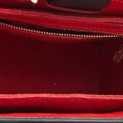 Christian Louboutin Black/Red Leopard Print Patent and Leather Paloma Tote