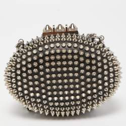 Christian Louboutin Black Leather Spike Mina Chain Clutch