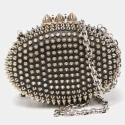 Christian Louboutin Black Leather Spike Mina Chain Clutch