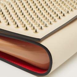Christian Louboutin Beige Leather and Patent Paloma Spiked Chain Clutch