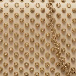 Christian Louboutin Beige Leather and Patent Paloma Spiked Chain Clutch