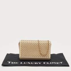 Christian Louboutin Beige Leather and Patent Paloma Spiked Chain Clutch