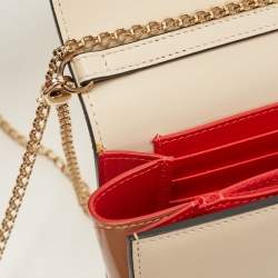 Christian Louboutin Beige Leather and Patent Paloma Spiked Chain Clutch