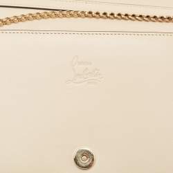 Christian Louboutin Beige Leather and Patent Paloma Spiked Chain Clutch