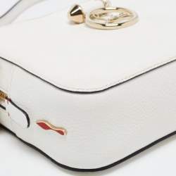 Christian Louboutin White/Red Leather Mini Rubylou Crossbody Bag 