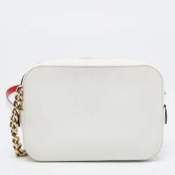 Christian Louboutin White/Red Leather Mini Rubylou Crossbody Bag 