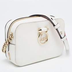 Christian Louboutin White/Red Leather Mini Rubylou Crossbody Bag 