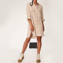 Christian Louboutin Black Leather and Suede Triloubi Embellished Chain Bag