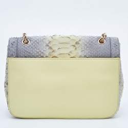 Christian Louboutin Grey/Yellow Python Small Sweet Charity Chain Bag