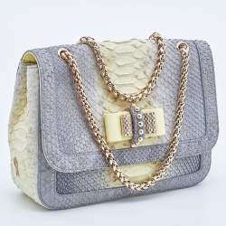 Christian Louboutin Grey/Yellow Python Small Sweet Charity Chain Bag