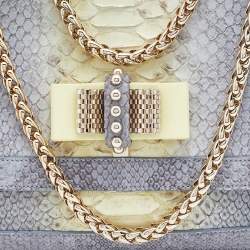 Christian Louboutin Grey/Yellow Python Small Sweet Charity Chain Bag