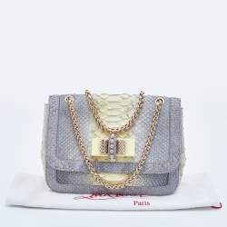 Christian Louboutin Grey/Yellow Python Small Sweet Charity Chain Bag